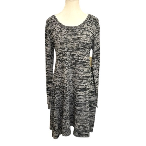 Bobbie Brooks Marled Knit‎ Sweater Dress Women’s Large Gray Black NWT - Picture 2 of 14